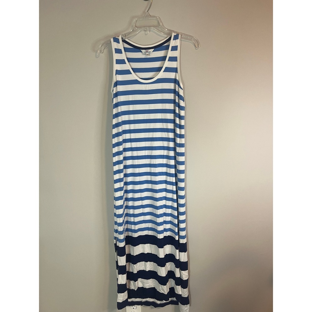 Vineyard Vines Womens Blue White Striped Pima Cotton Modal Maxi Tank Dress XS